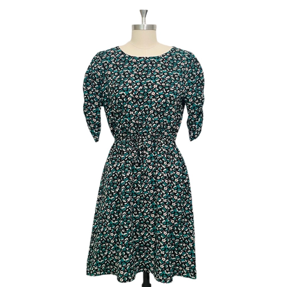 Ditsy Floral Midi Dress Black Short Sleeves Size Medium Good Luck Gem Nordstrom
